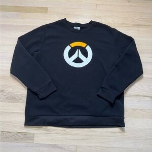 Men's Black Crewneck Sweater with Overwatch Emblem